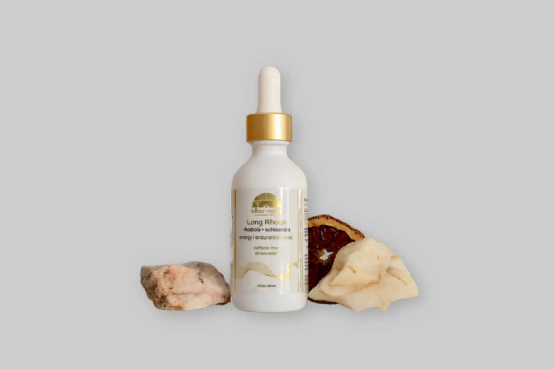 Bottle of Altar Native Long Rhode Rhodiola and Schisandra adaptogen tincture with dropper, designed for daily energy, focus, and stress support. - Product Review