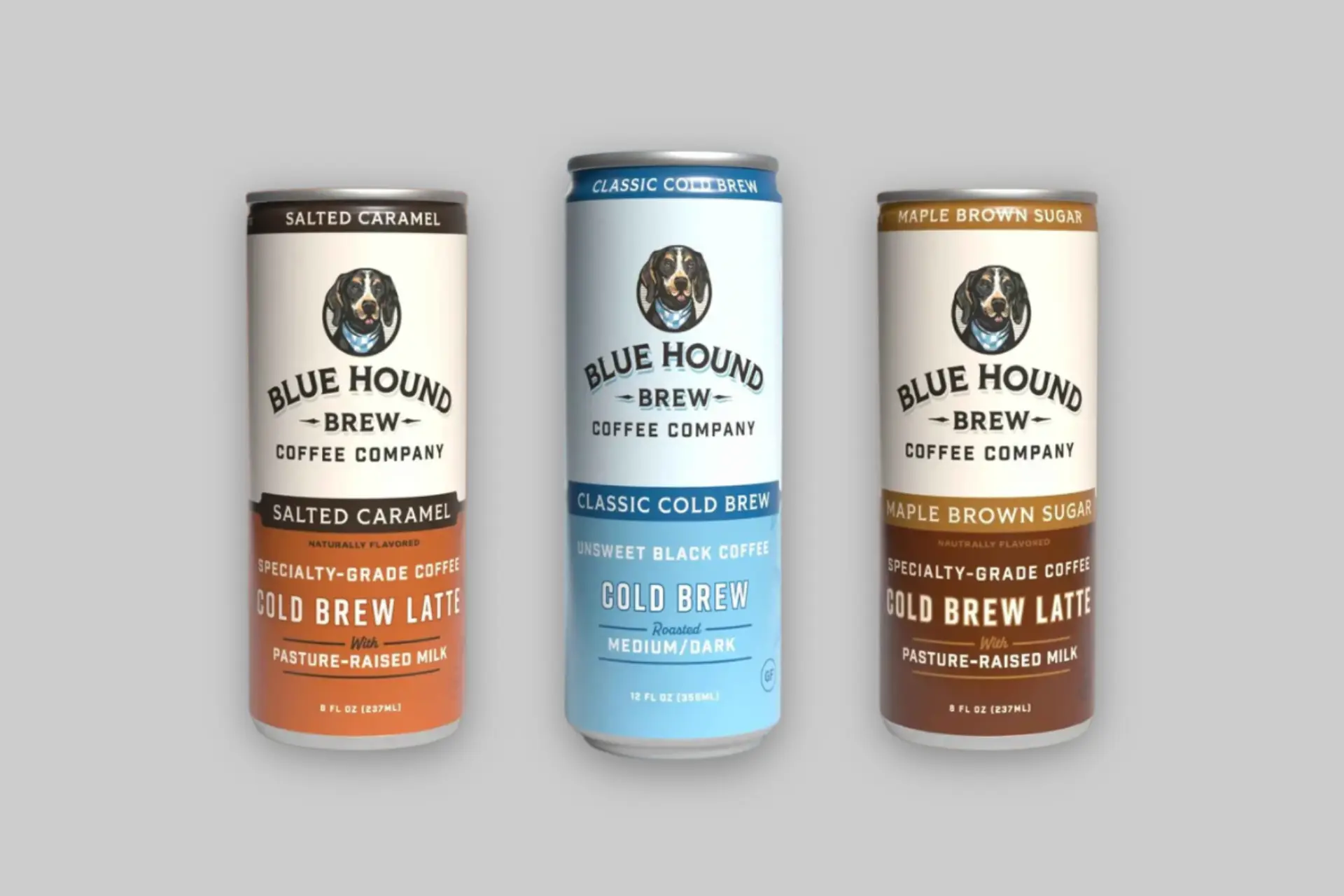 Blue Hound Brew Cold Brew Collection 12-pack featuring cans of Salted Caramel, Maple Brown Sugar, and Classic Cold Brew. - Product Review