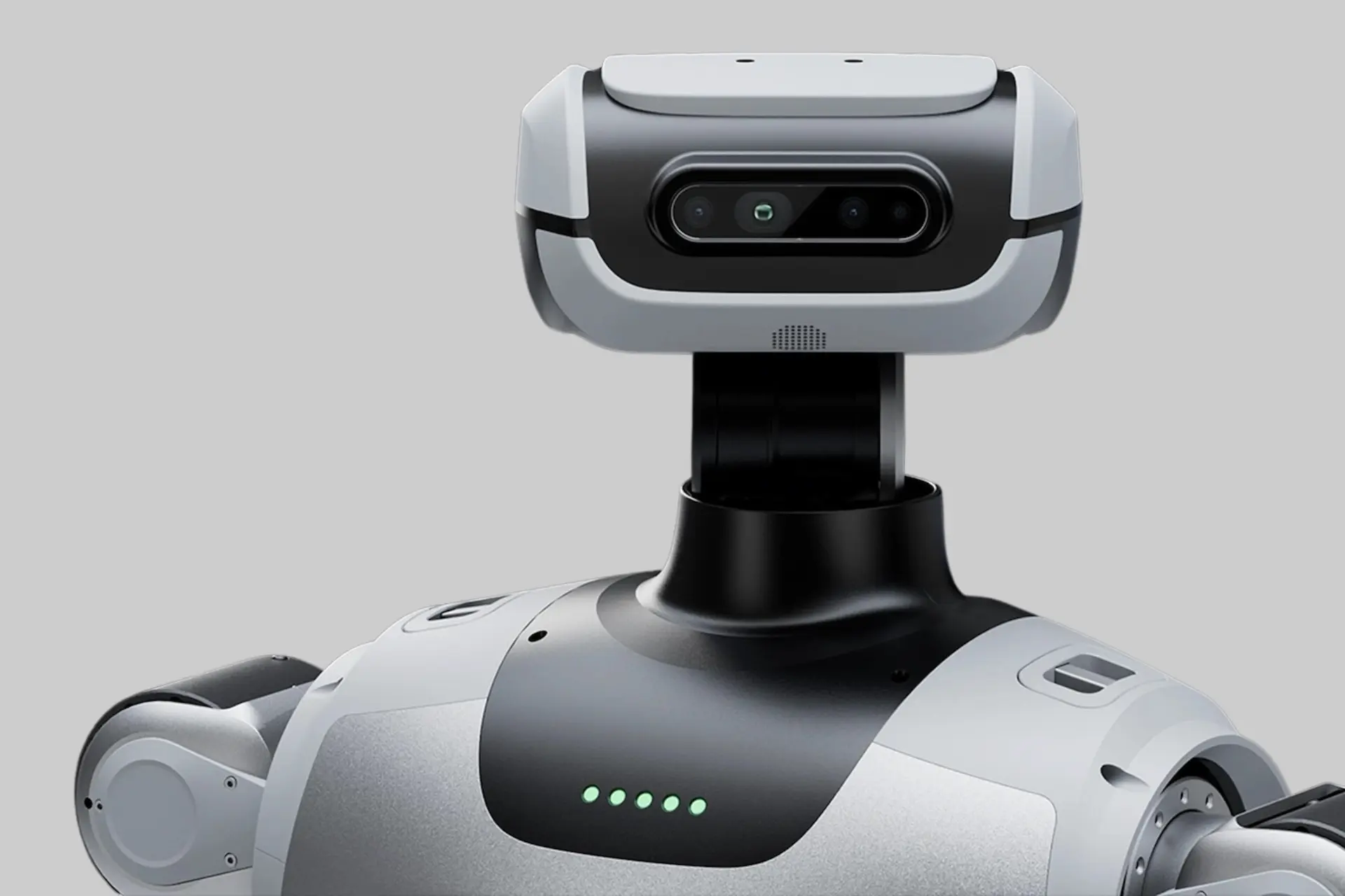 LimX Oli humanoid robot standing upright with articulated arms, depth cameras, and a full-size human-scale body designed for AI research and autonomous mobility. - Product Review
