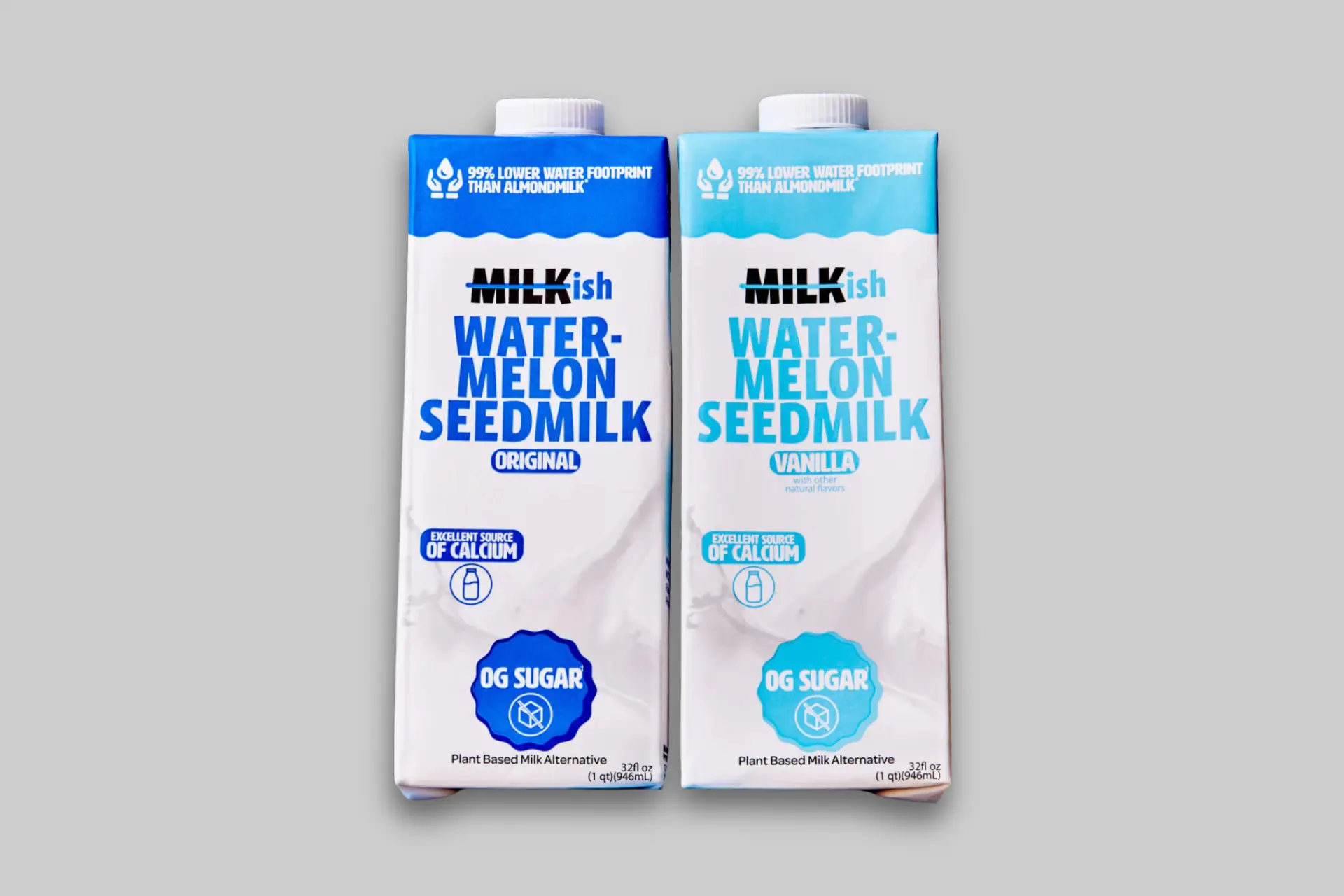 A carton of MILKish Watermelon SeedMilk in Unsweetened Vanilla flavor, next to a glass of the creamy plant-based milk. - Product Review