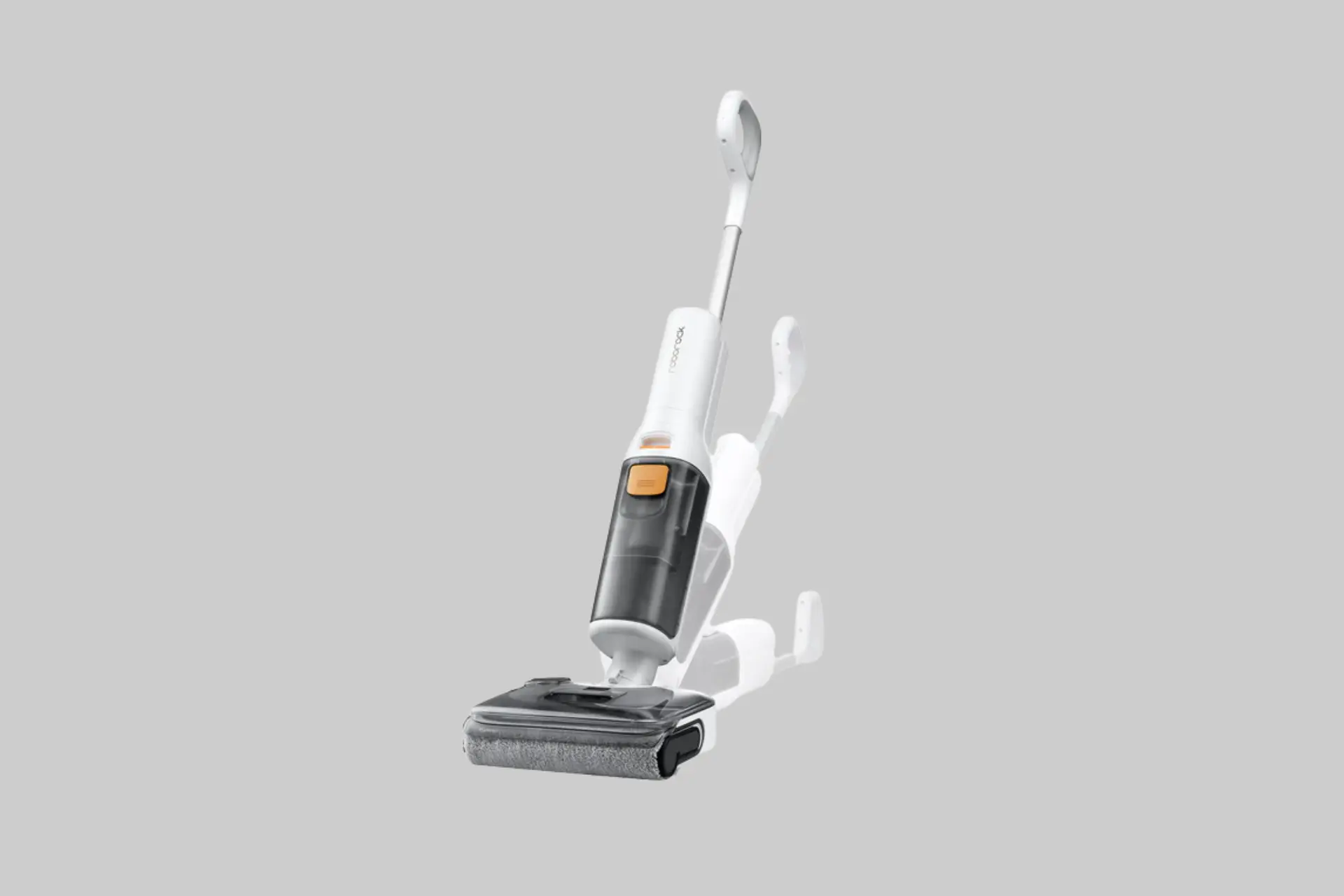 Roborock F25 RT wet and dry cordless vacuum cleaner with charging and drying dock.
