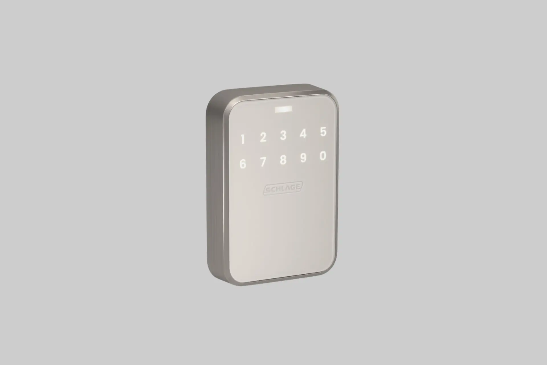 Schlage Sense Pro Smart Deadbolt installed on a modern front door with illuminated touchscreen keypad.