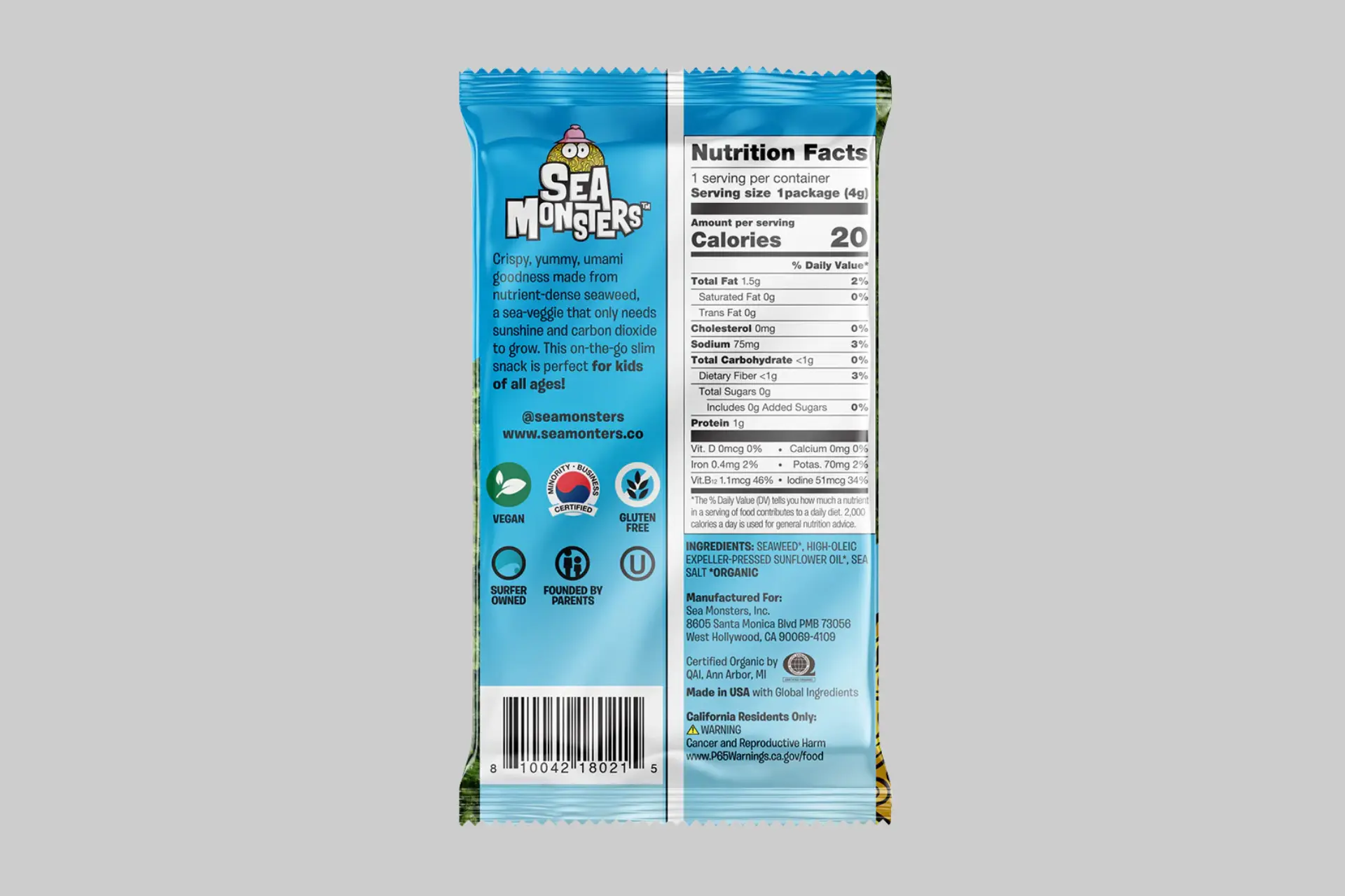 Sea Monsters Roasted Trayless Seaweed Snacks 2