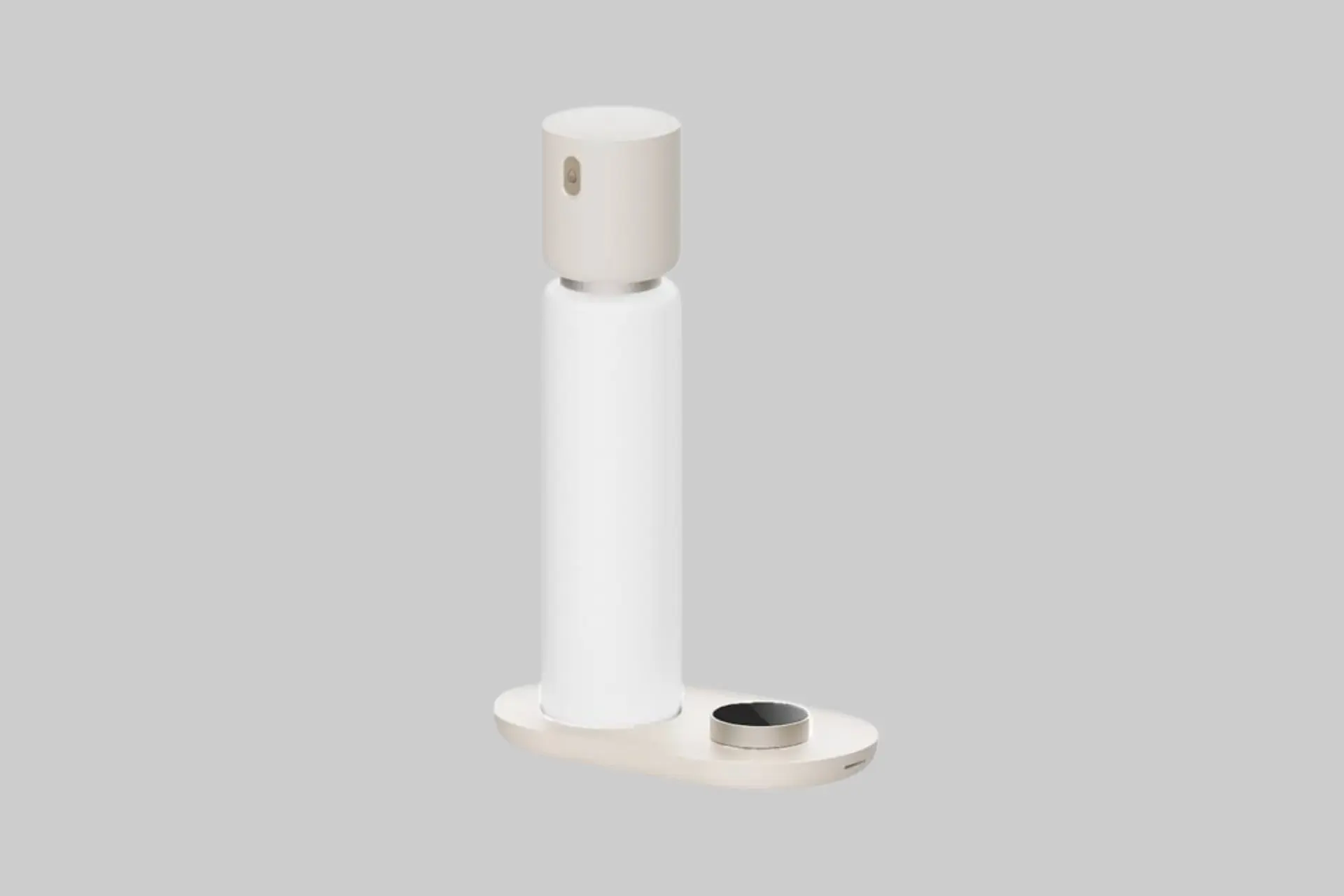The Sleepal AI Lamp on a bedside table, showing its slim lamp form factor with a soft glow, designed to function as both a sleep tracker and a rhythm-aware bedside light.