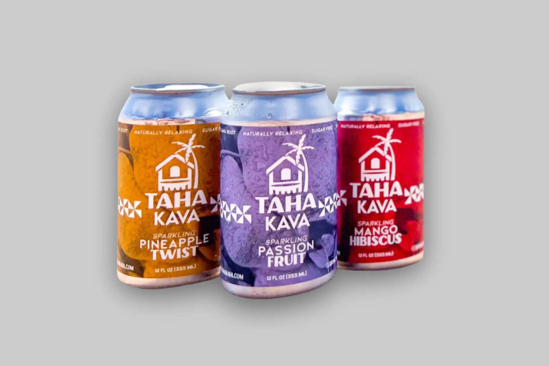 A variety pack of Taha Kava sparkling kava cans with tropical fruit illustrations, emphasizing relaxation and island vibes. - Product Review