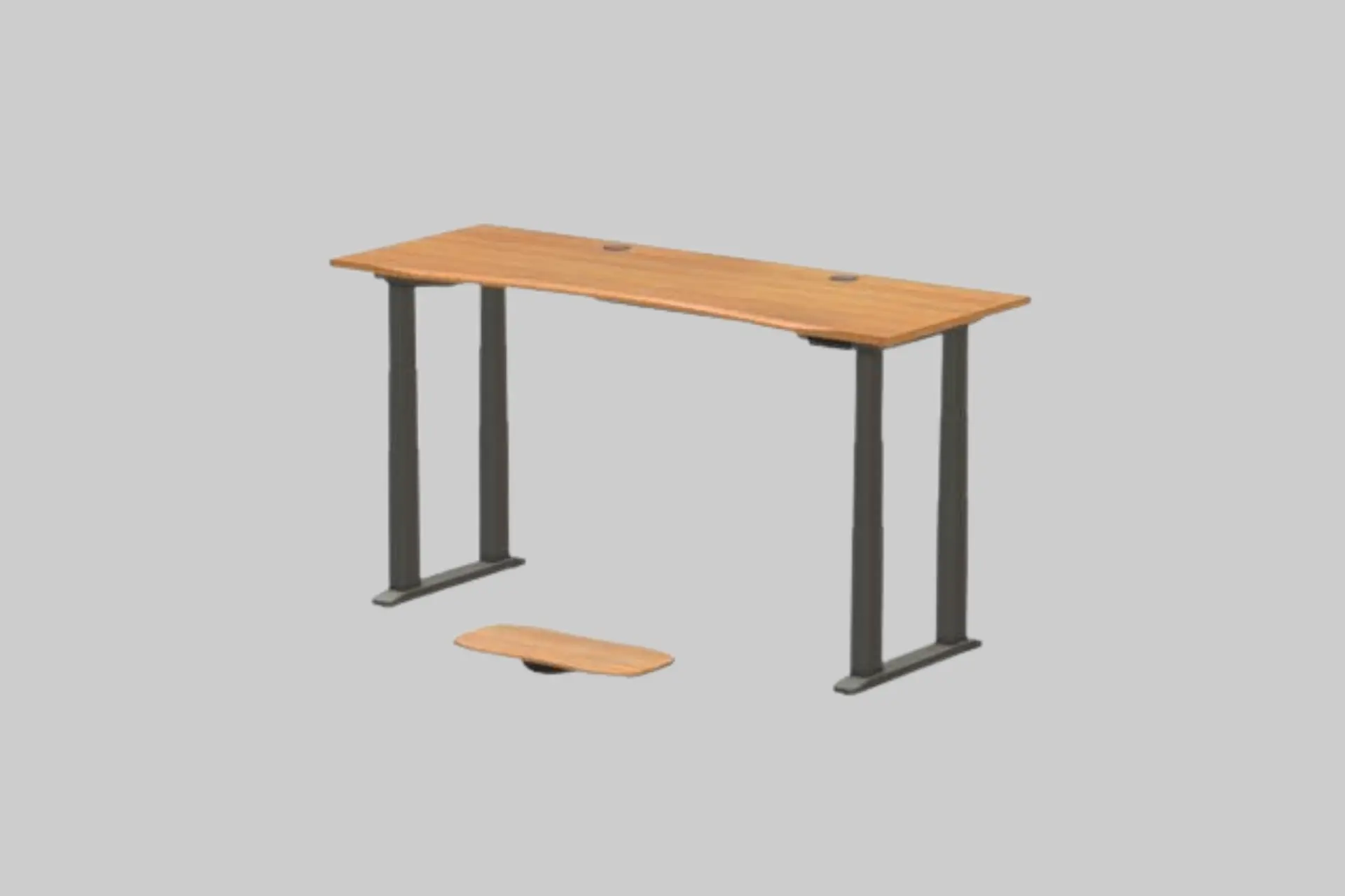 UPLIFT V3 4-Leg Standing Desk with a wood desktop, four-leg steel frame, and dual-monitor home office setup.
