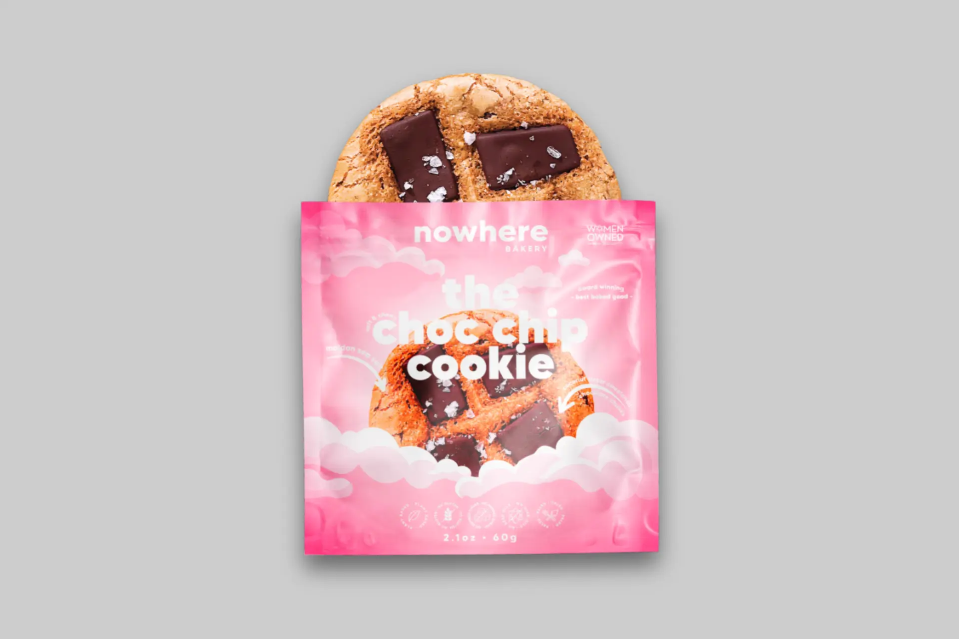 Nowhere Bakery Chocolate Chip Cookies: a golden-brown, soft-baked, gluten-free cookie with dark chocolate chunks and sea salt. - Product Review