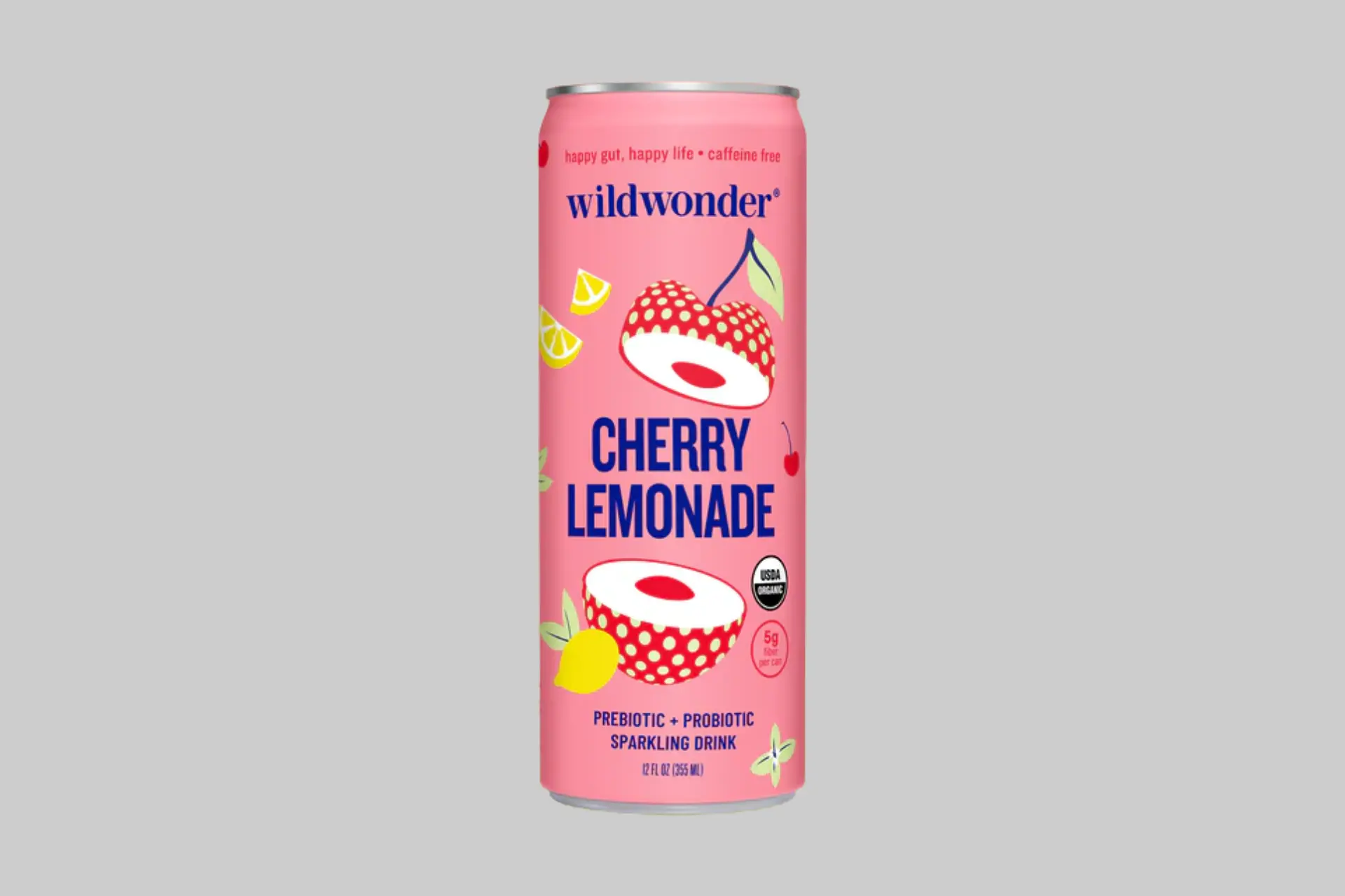 A vibrant can of Wildwonder Cherry Lemonade sparkling drink, highlighting its refreshing look and branding. - Product Review